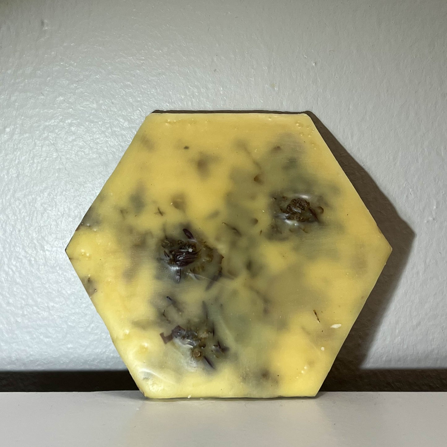 Encaustic Small Hexagon Dried Flower Painting #5