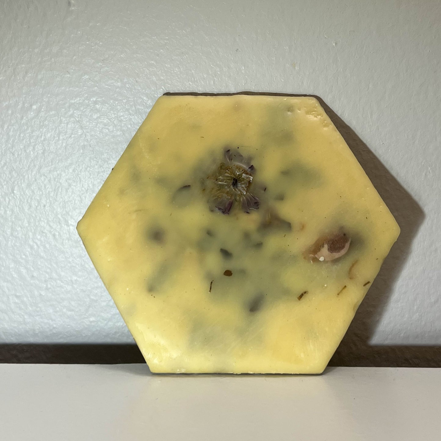 Encaustic Small Hexagon Dried Flower Painting #6