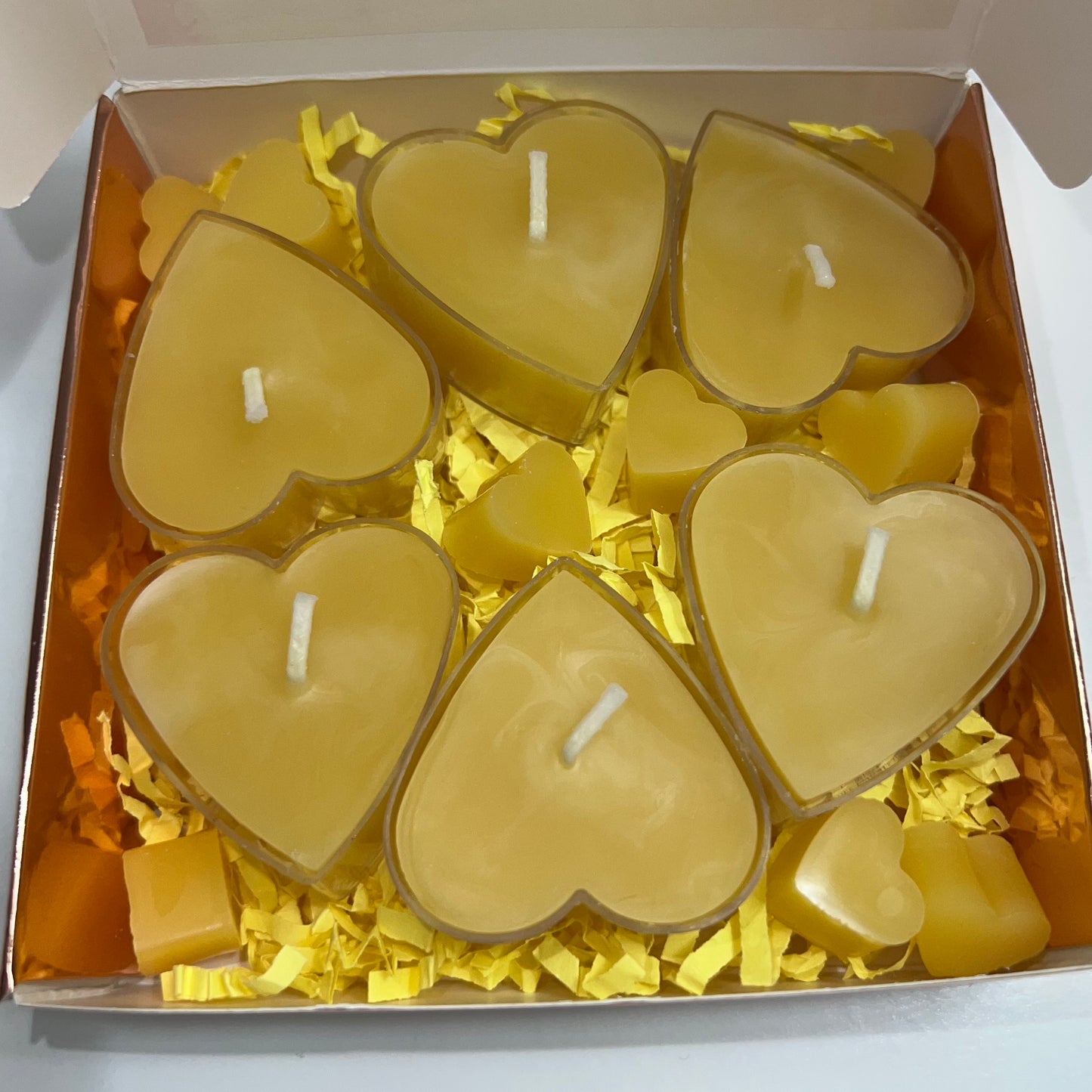 Heart Tea Light Beeswax Candle Rose Gold Giftbox