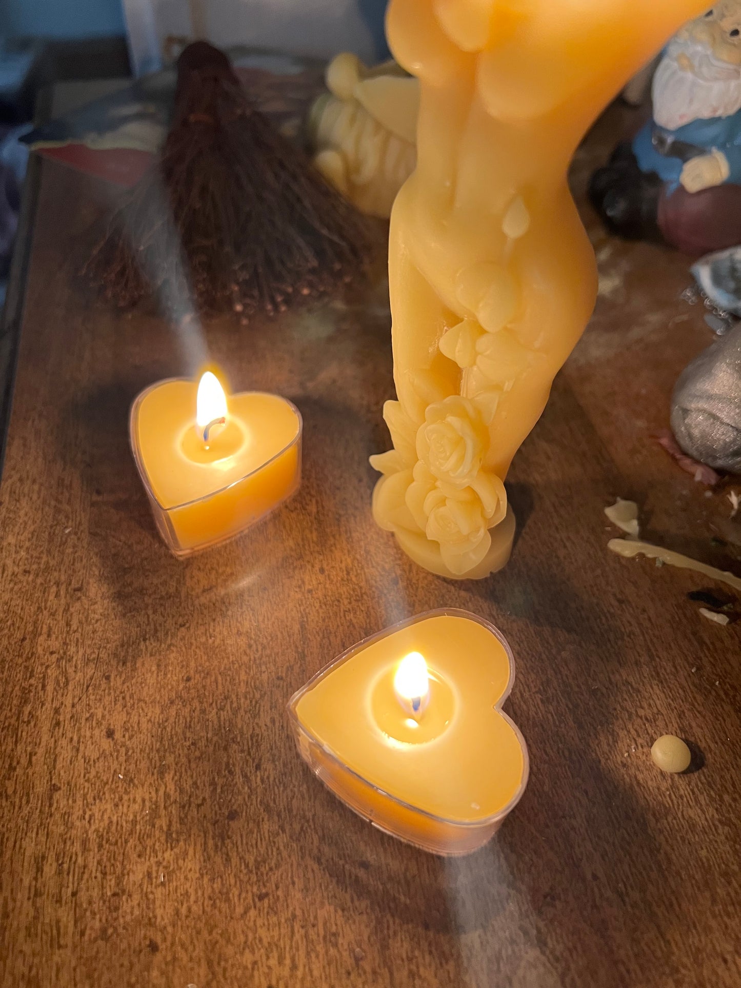 Heart Tea Light Beeswax Candle Rose Gold Giftbox