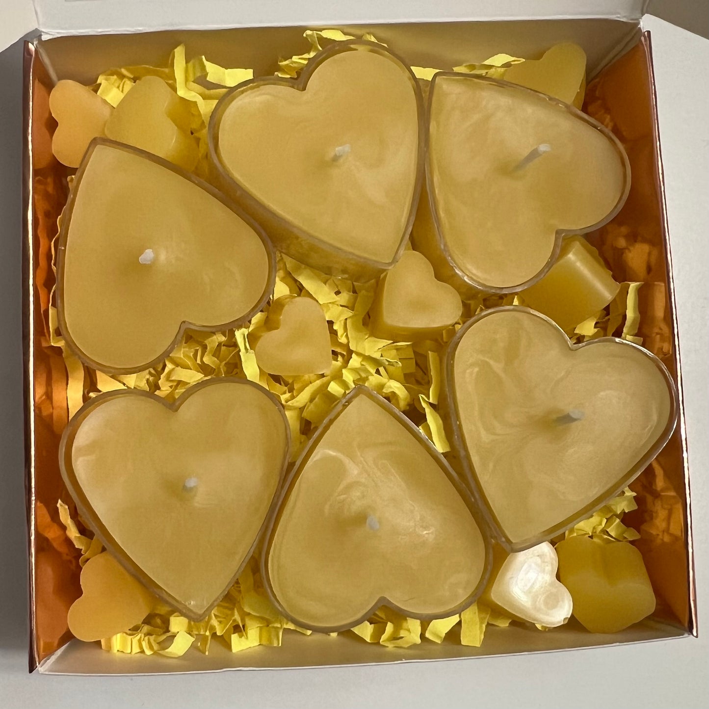 Heart Tea Light Beeswax Candle Rose Gold Giftbox