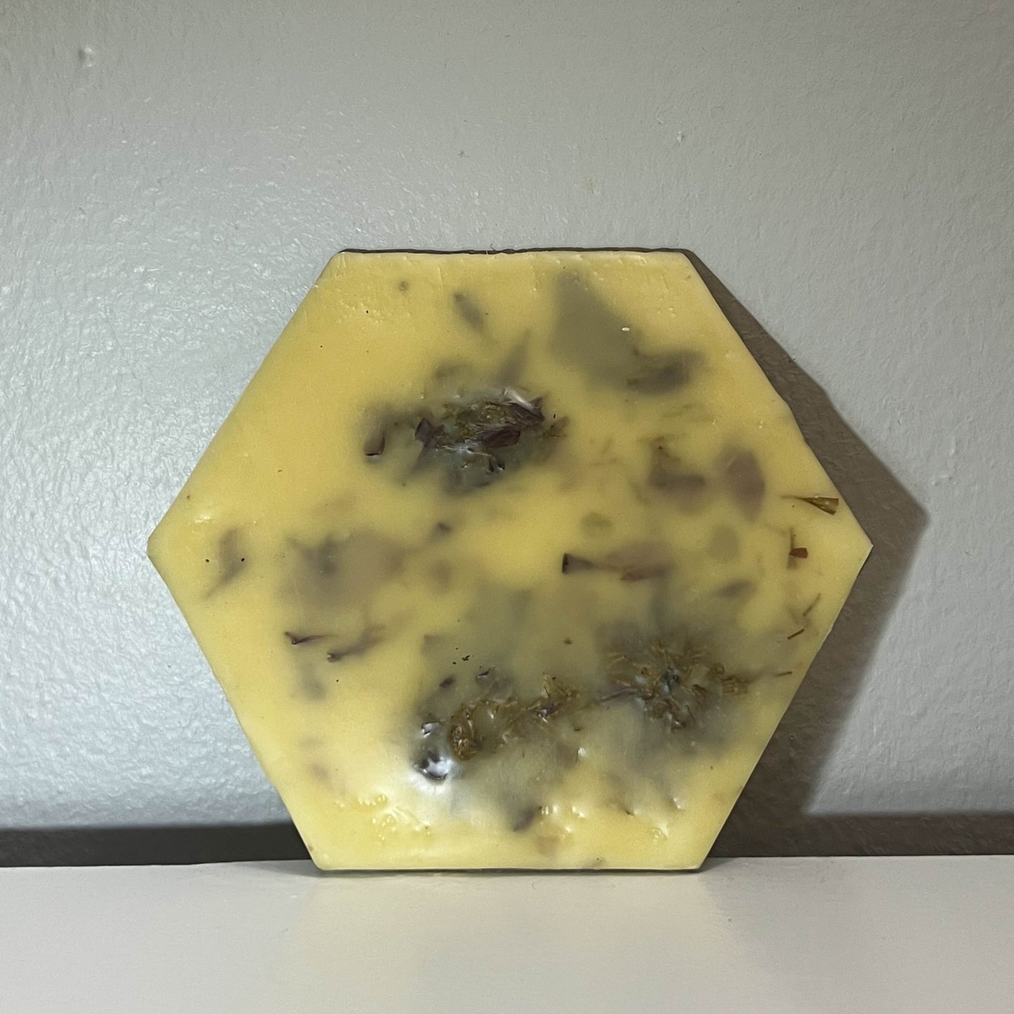 Encaustic Small Hexagon Dried Flower Painting #1