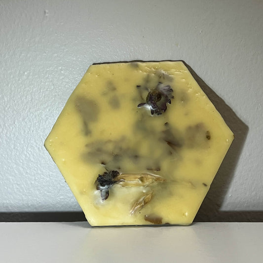 Encaustic Small Hexagon Dried Flower Painting #2