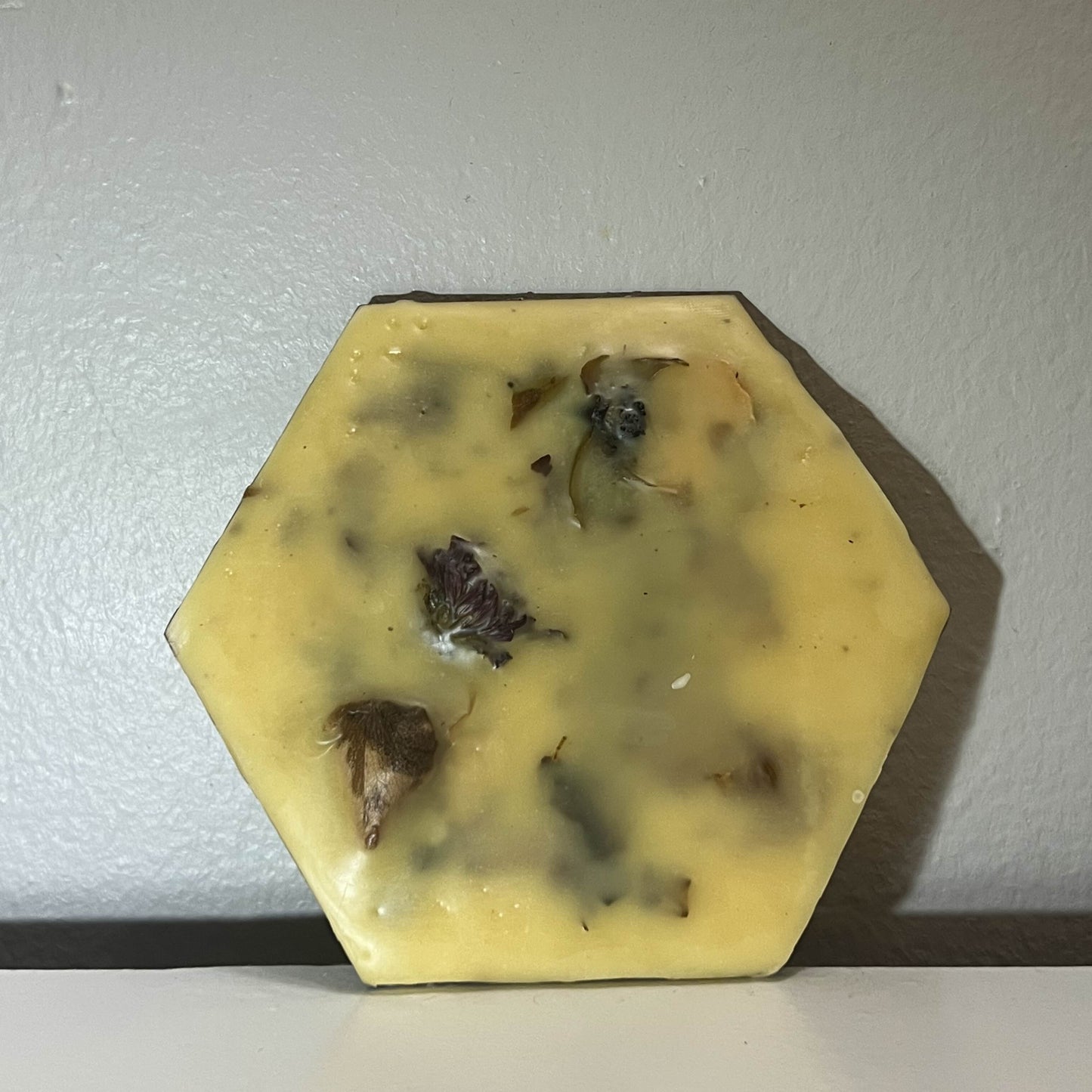 Encaustic Small Hexagon Dried Flower Painting #3