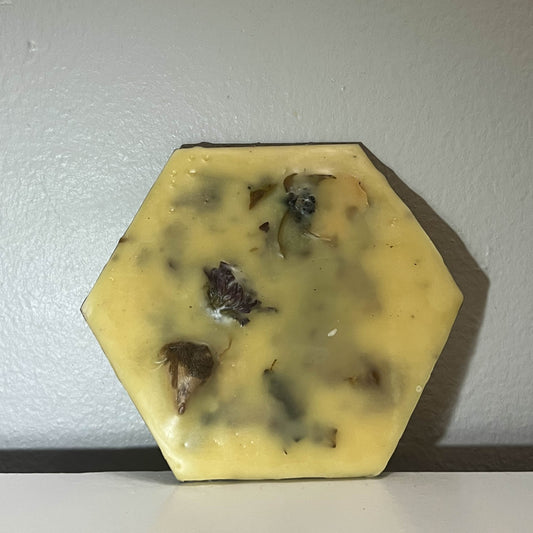 Encaustic Small Hexagon Dried Flower Painting #3