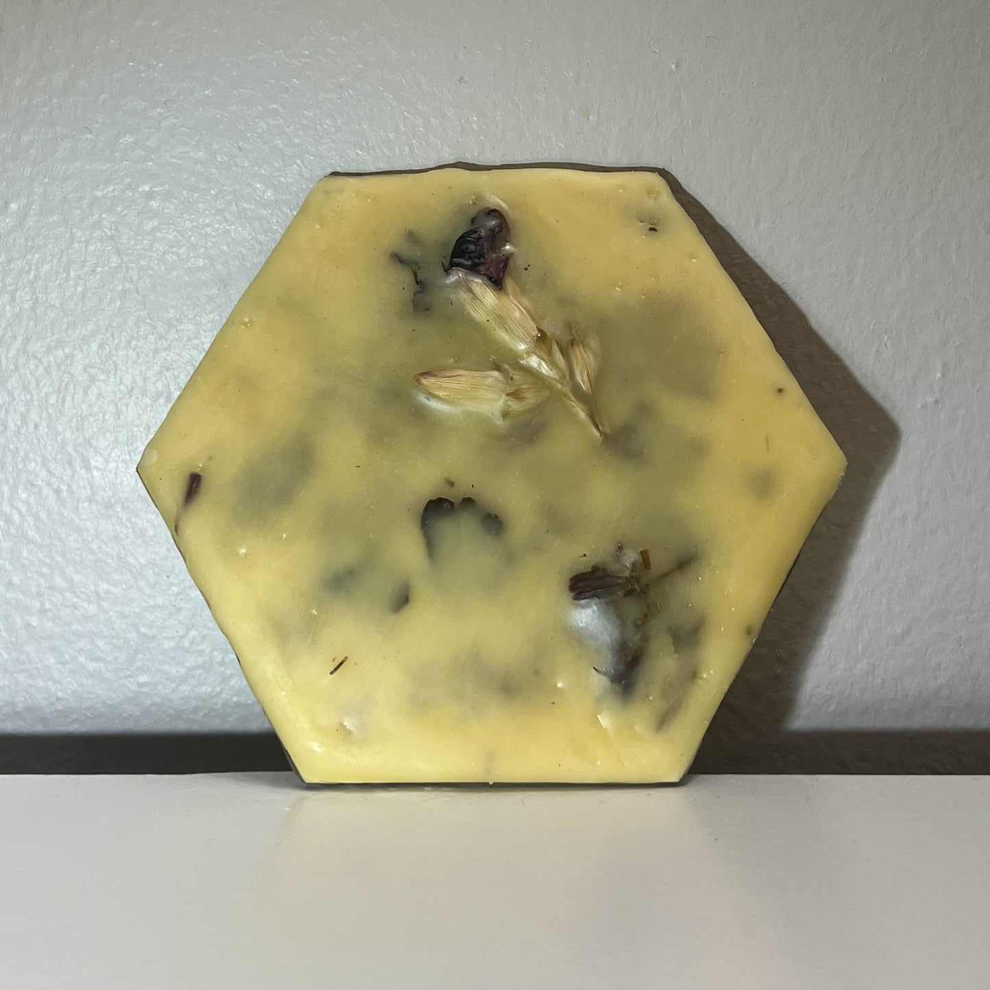 Encaustic Small Hexagon Dried Flower Painting #4